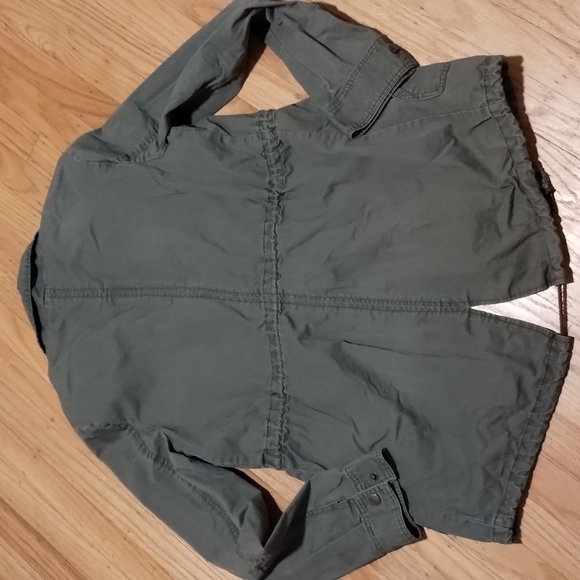 Forever 21 XXI green army jacket, cinch waist/hemline, zipper front pockets Sz M - Picture 10 of 16
